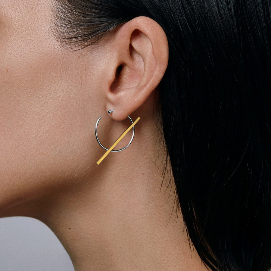 O1O1 modular earrings / gold + silver