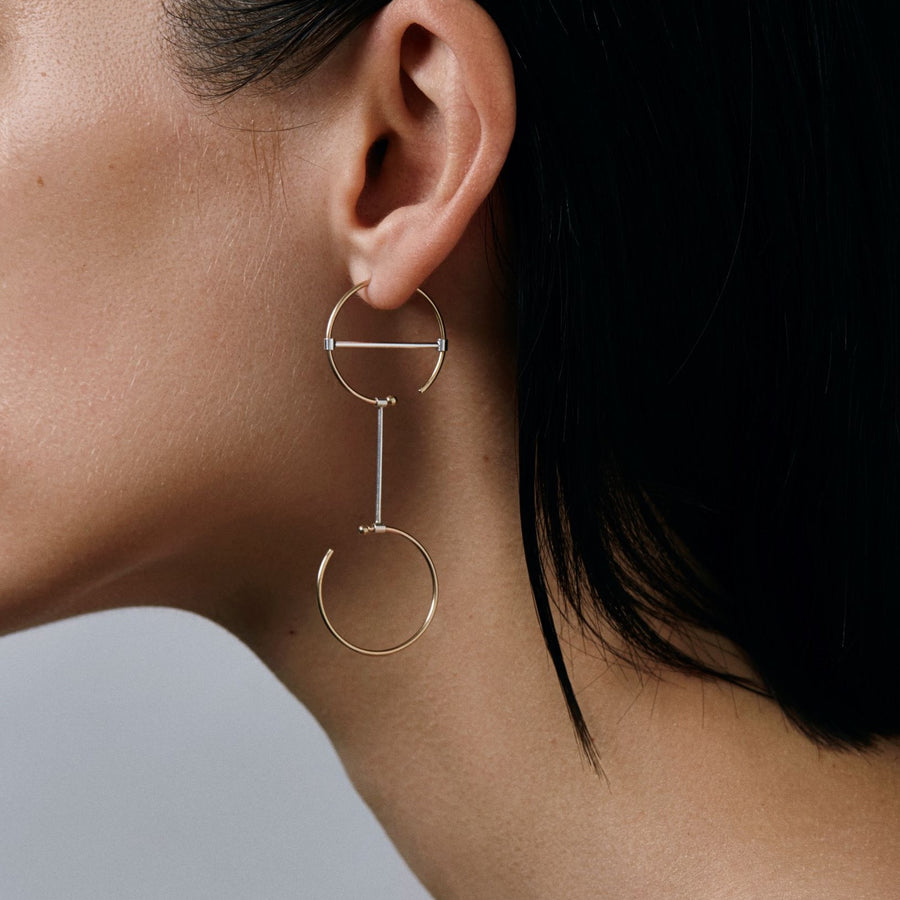 O1O1 earrings in 14K yellow gold and silver