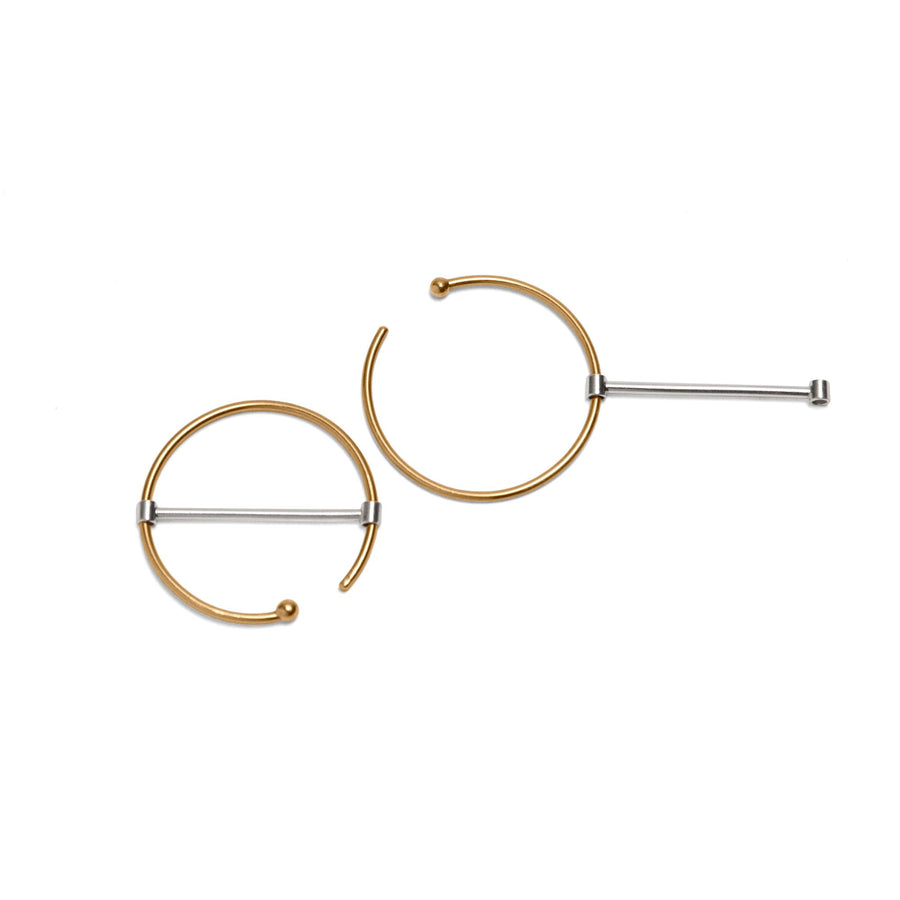 O1O1 earrings in 14K yellow gold and silver
